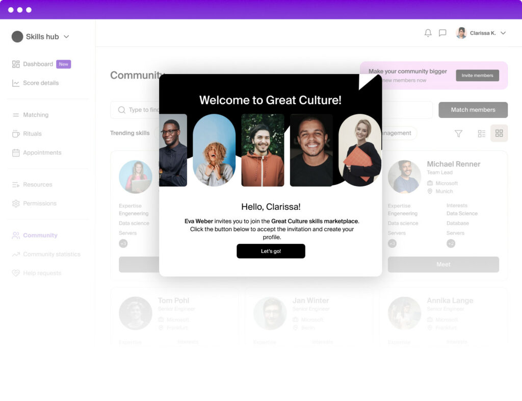 Neuer Mitarbeiter wird mit einem Onboarding-Buddy auf Mentessa begrüßt
