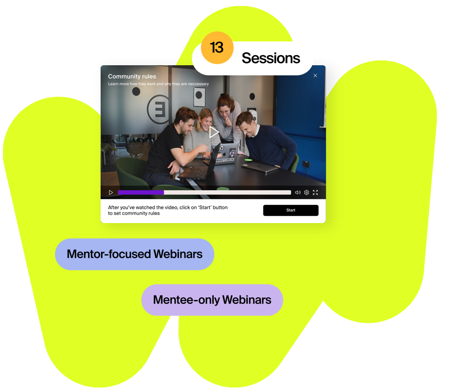 Mentessas Mentoring-Programm mit 13 strukturierten Sessions, das Mentor:innen und Mentees schult, um Kompetenzen, Verbindung und Wachstum aufzubauen.