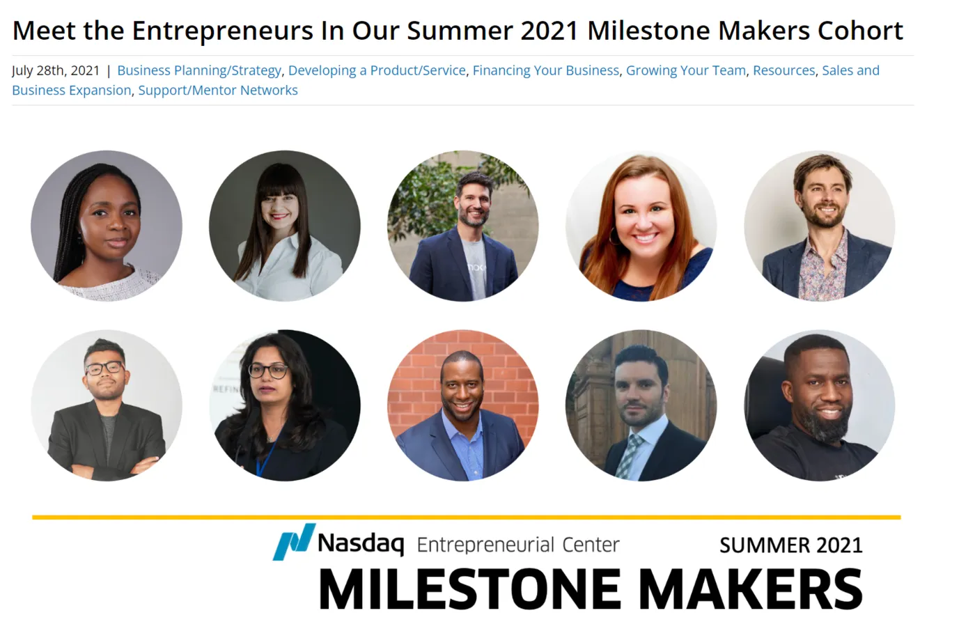 NASDAQ Entrepreneurial Center: Mentessa is Milestone Maker