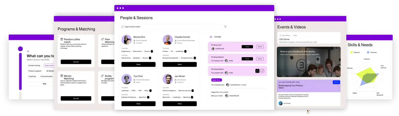 Mentessa-Plattform mit Community-Aufbau, Mentoring, intelligentem Matching und videobasiertem Lernen